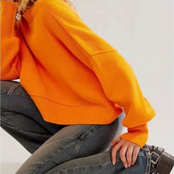 Free People Sweaters - Free People - Easy Street Ribbed Pullover Orange Crop Sweater Size XS